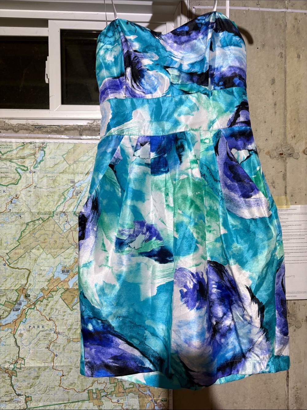 B. Smart Turquoise and Blue Floral Mini Skirt